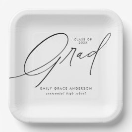 Plato De Papel Graduación elegante de caligrafía de moda