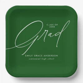 Plato De Papel Graduación elegante de caligrafía de moda