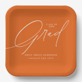 Plato De Papel Graduación elegante de caligrafía de moda