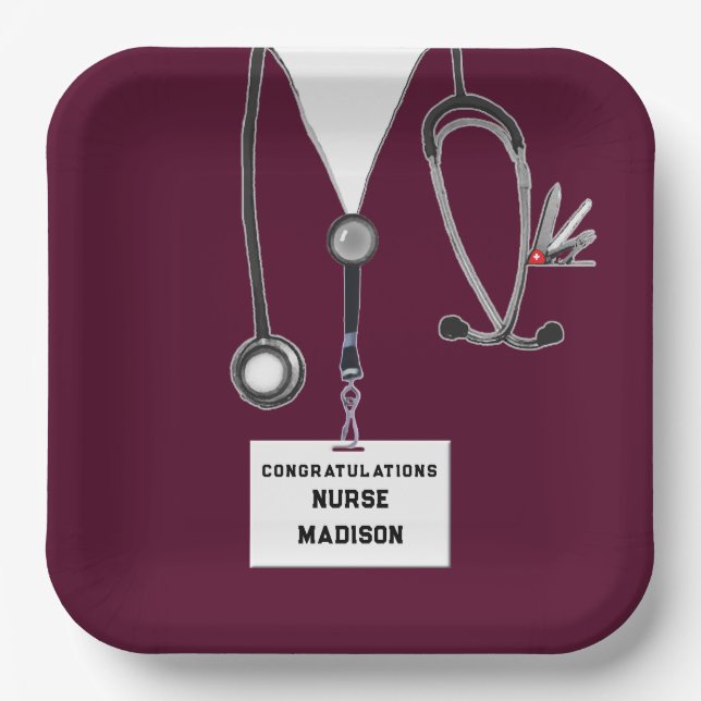 Plato De Papel Graduación en la escuela de enfermería (Anverso)