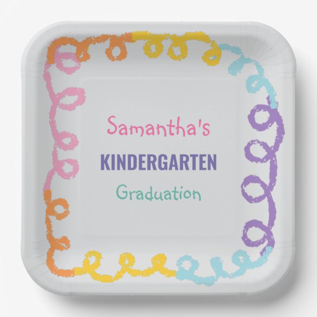 Plato De Papel Graduación en la escuela de párvulos (Anverso)