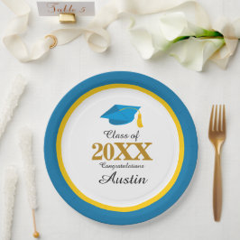 Plato De Papel Graduación en la escuela superior o secundaria