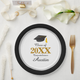 Plato De Papel Graduación en la escuela superior o secundaria