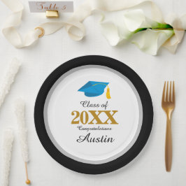 Plato De Papel Graduación en la escuela superior o secundaria