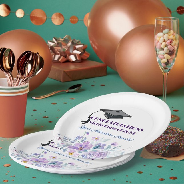 Plato De Papel Graduación Floral de Lavender (Subido por el creador)