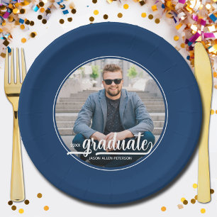 Plato De Papel Graduación Foto Negrita Fiesta de Graduación de Gu