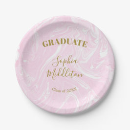 Plato De Papel Graduación Gold Pink Modern Personal