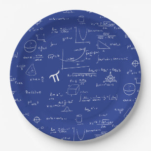 Plato De Papel Graduación gráfica de ecuaciones matemáticas azule