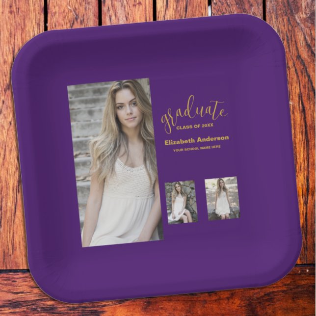 Plato De Papel Graduación minimalista de 3 fotografías (Subido por el creador)