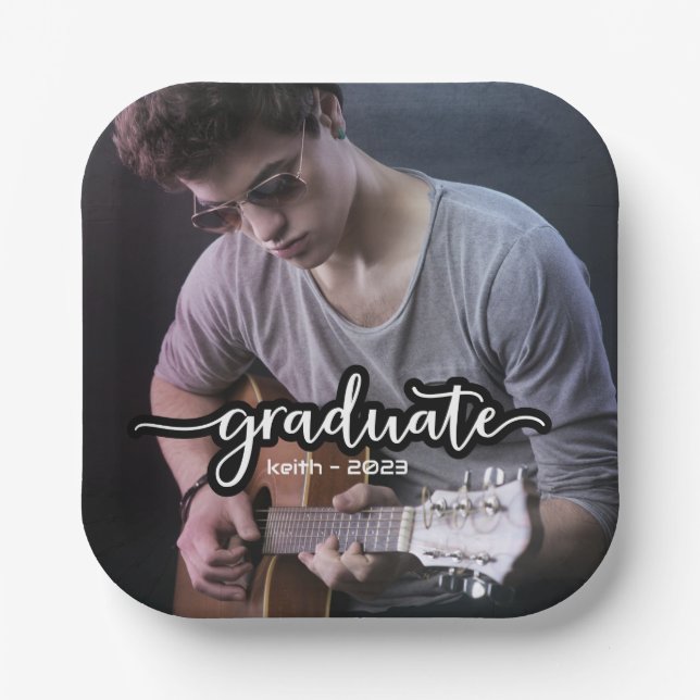 Plato De Papel Graduación moderna de fotografía (Anverso)