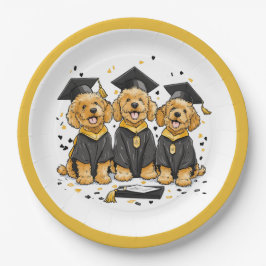 Plato De Papel Graduación Perros Goldendoodle