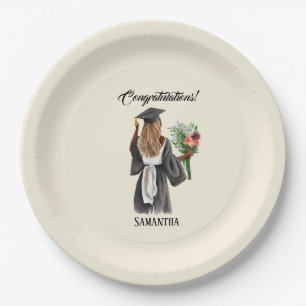 Plato De Papel Graduación personalizada de acuarela (13)