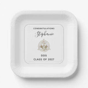 Plato De Papel Graduación personalizada de la escuela dental
