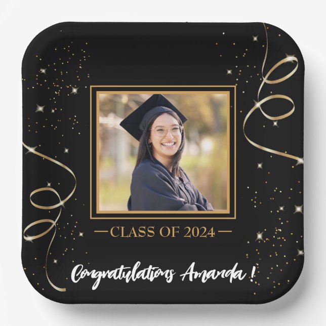 Plato De Papel Graduación personalizada de nombres y fotografías (Anverso)
