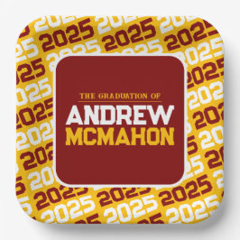 Plato De Papel Graduación personalizada de oro y marrón