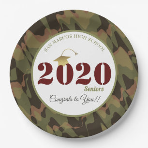 Plato De Papel Graduación personalizada del patrón de camuflaje f