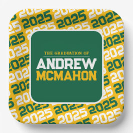 Plato De Papel Graduación personalizada Gold y Green