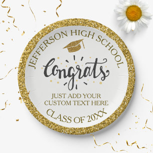 Plato De Papel Graduación personalizado Graduación Grad Gold Clas