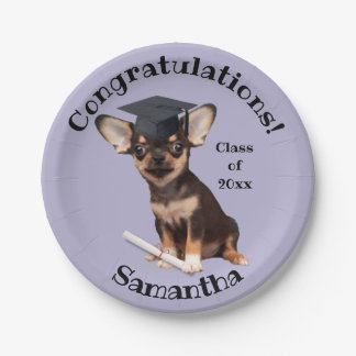 Plato De Papel Graduación Placa fiesta personalizada Chihuahua