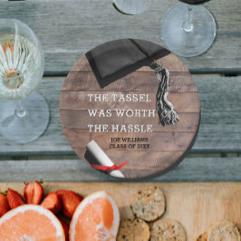 Plato De Papel Graduación Rustic Barnwood personalizada