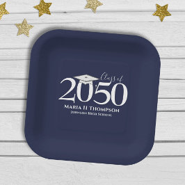 Plato De Papel Graduación Simple Mortarboard Minimalista Moderno