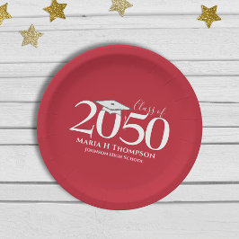 Plato De Papel Graduación Simple Mortarboard Minimalista Moderno