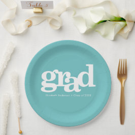 Plato De Papel Graduación turquesa moderna tipografía audaz simpl