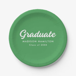 Plato De Papel Graduación verde de guión negrita