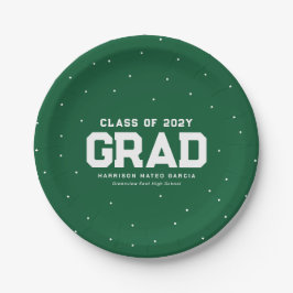 Plato De Papel Graduado deportivo graduado personalizado verde