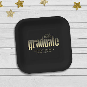 Plato De Papel Graduado moderno oro simple negro Minimalista