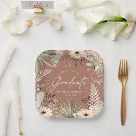 Plato De Papel Graduado moderno pampas terracota elegante