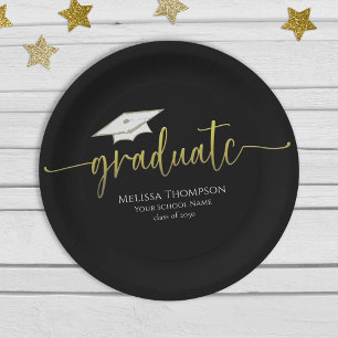 Plato De Papel Graduado Moderno y Simple Gold Graduation Cap