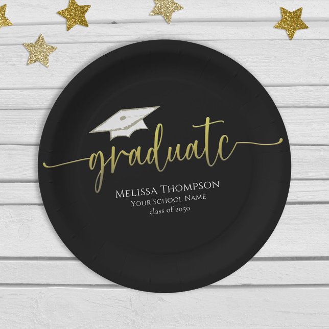 Plato De Papel Graduado Moderno y Simple Gold Graduation Cap (Subido por el creador)