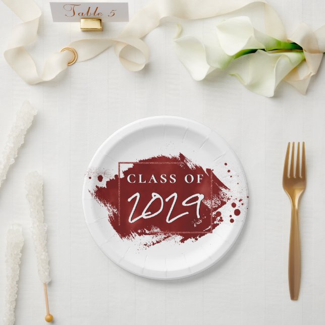 Plato De Papel Graduado Pintado | Fiesta de pincelada de salpicad (Boda)