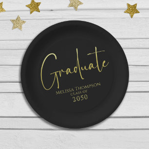 Plato De Papel Graduado sencillo guión de caligrafía de oro negro