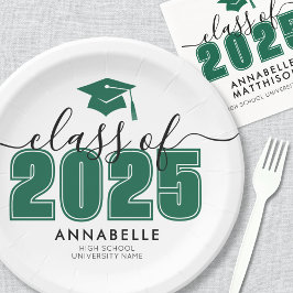 Plato De Papel Graduado Simple Green Graduation Party