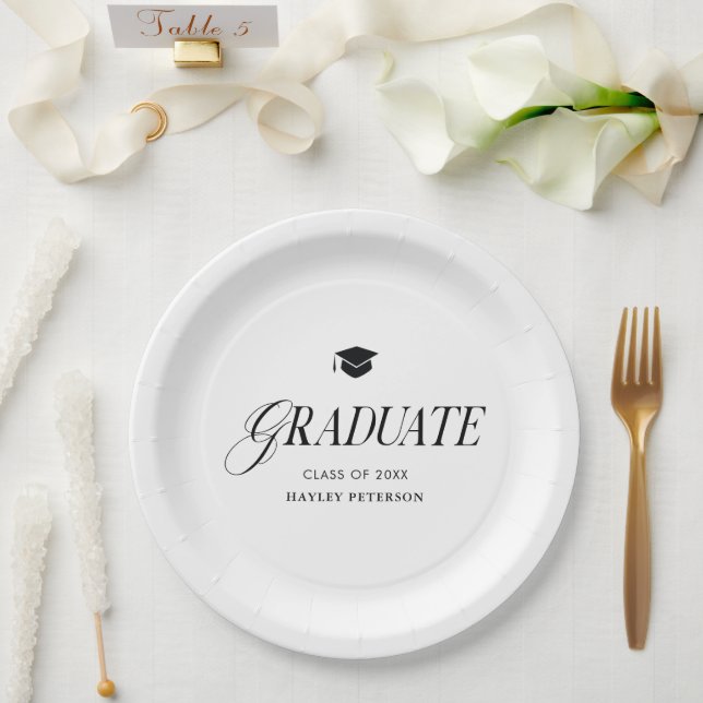 Plato De Papel Graduate Modern Simple Graduation Party (Boda)