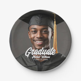 Plato De Papel Graduate Photo Bold Script Graduation Party