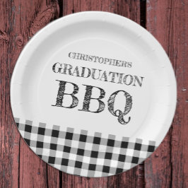 Plato De Papel Graduation BBQ Gingham