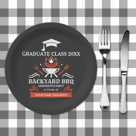 Plato De Papel Graduation BBQ Party Backyard Black