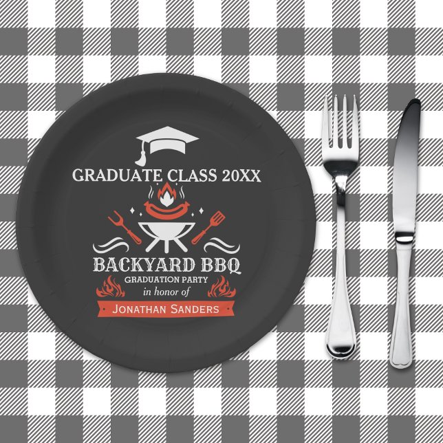 Plato De Papel Graduation BBQ Party Backyard Black (Subido por el creador)