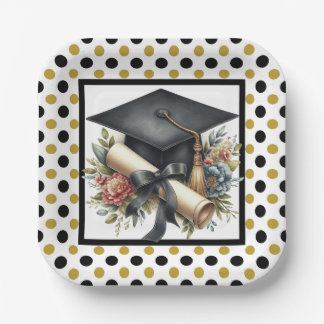 Plato De Papel Graduation Cap And Diploma