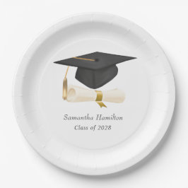 Plato De Papel Graduation Cap Diploma Personalized Party 