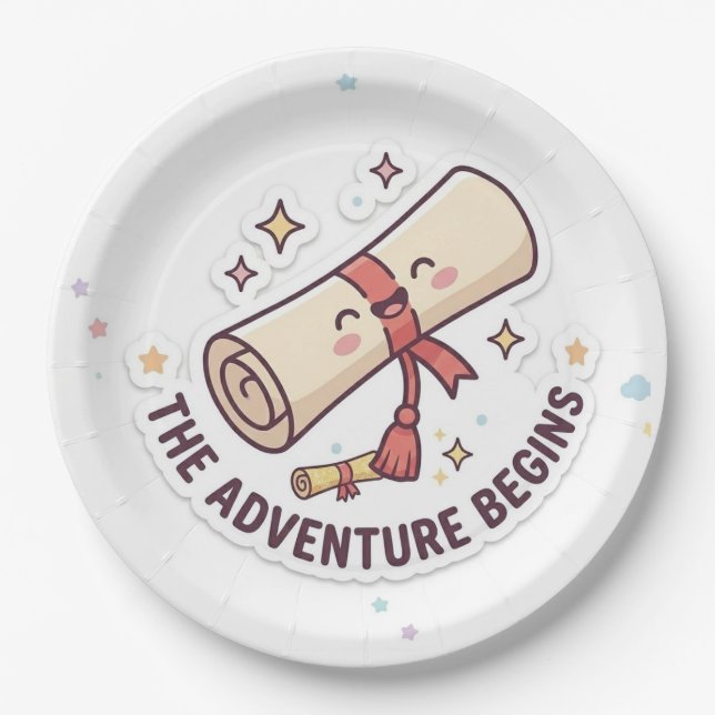 Plato De Papel Graduation Design - "The Adventure Begins"  (Anverso)