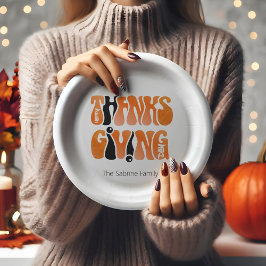 Plato De Papel Graffiti blanco moderno Acción de Gracias Otoño Ot