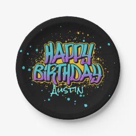 Plato De Papel Graffiti Messy Paint