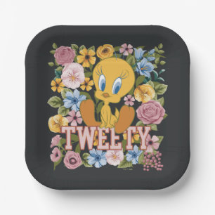 Plato De Papel Gráfica de bordado floral TWEETY™