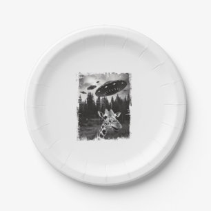 Plato De Papel Gráfica divertida Giraffe UFO Zoo Animal Weird Mem
