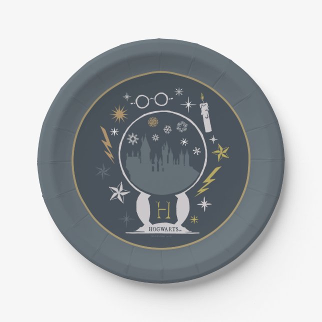 Plato De Papel Gráfico de bola de nieve de HOGWARTS™ (Anverso)