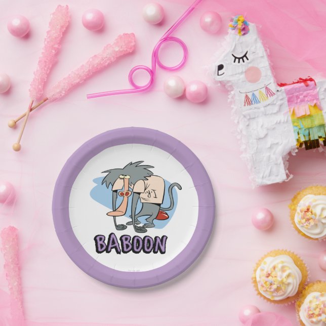Plato De Papel Gráfico de caracteres de Baboon de I.R. (Fiesta)